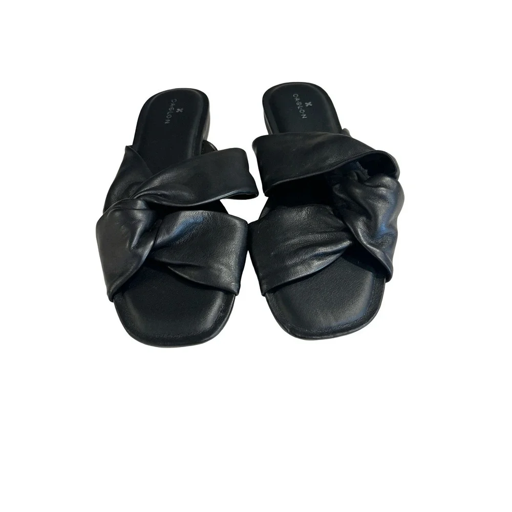 CASLON CANARI LEATHER‎ SLIDE SANDALS BLACK SIZE 8.5 New